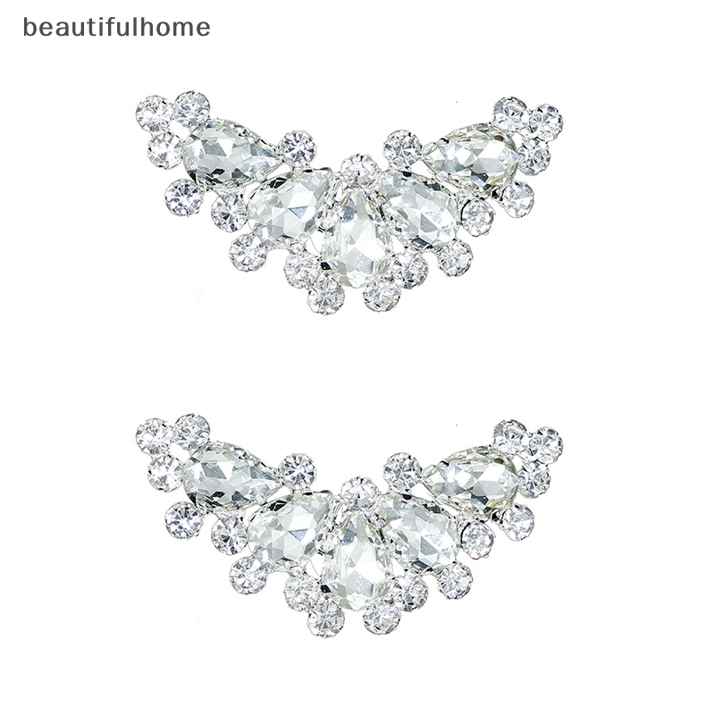 {beautifulhome} 2pcs Cangkul Klip Berlian Imitasi Logam Mutiara Imitasi Bridal Prom Shoes Buckle Decores.