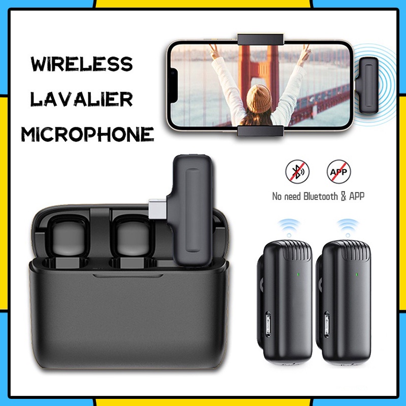 Wireless Dual Lavalier Microphone Plug &amp; Play Lapel Mic with Charging Case Mikrofon for TikTok YouTube Facebook Live Stream Vlog Video Recording Noise Reduction Auto Sync