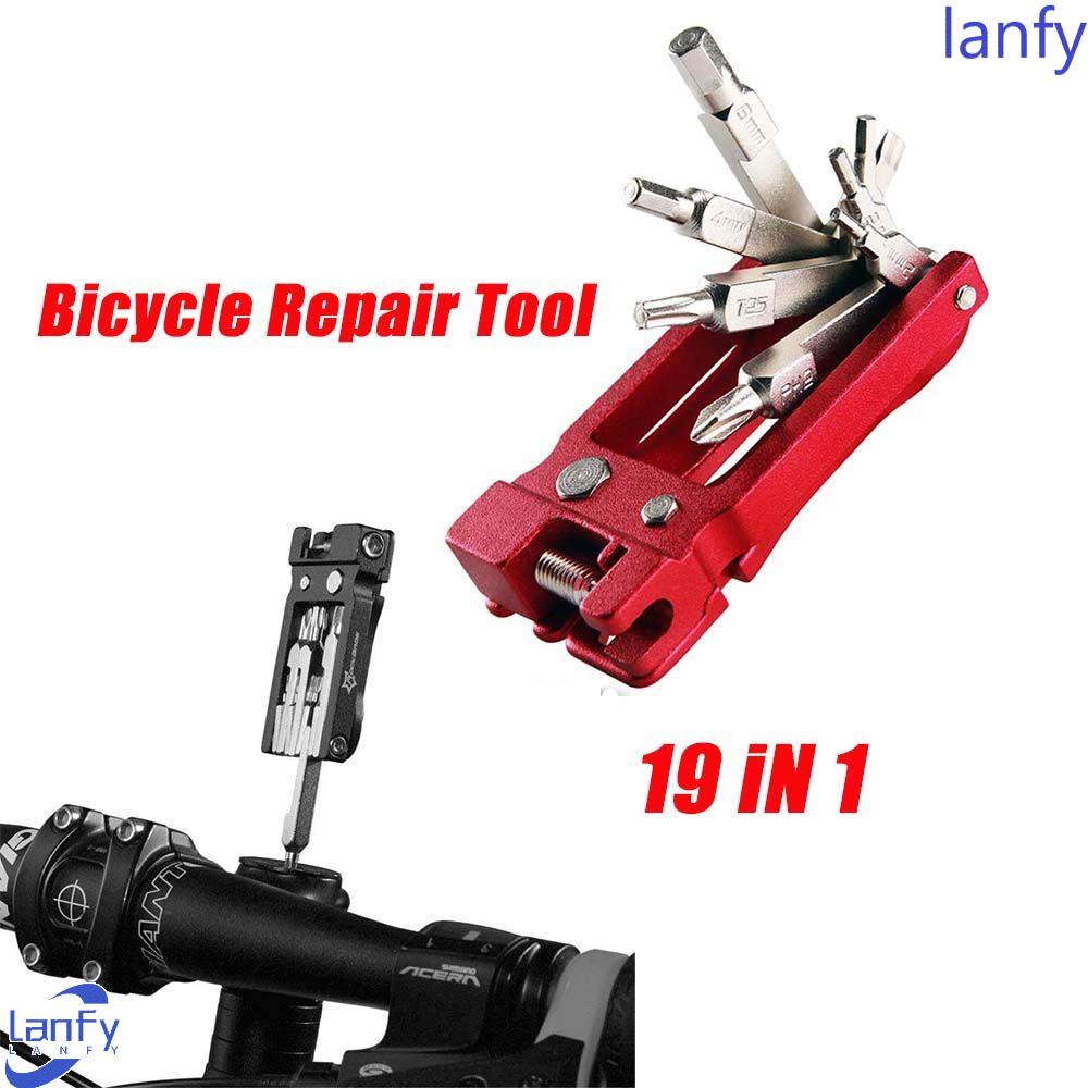 Lanfy Alat Perbaikan Sepeda Portable 19in1 Hex Spoke MTB Lipat Aluminium alloy Bike Multi-Tool