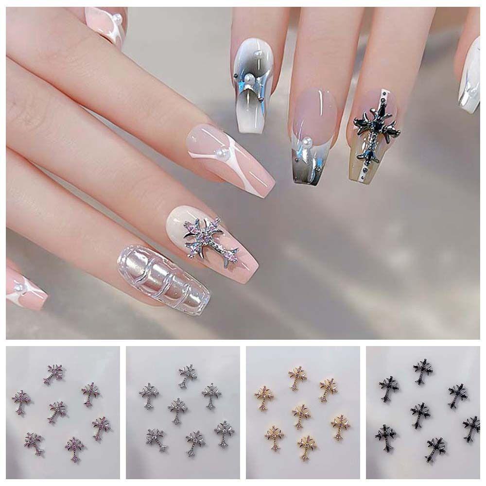 Mxbeauty Hiasan Kuku Perhiasan Kuku Silang Manicure Zircon Untuk Wanita