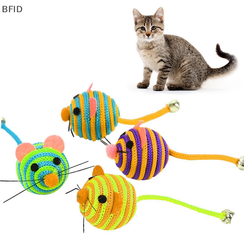 [BFID] Mainan Kucing Peliharaan Garis Yang Indah Tali Nilon Bola Bulat Mouse Toy Dengan Bell Pet Cat Chew Toy Cat Toys Interaktif Produk Hewan Peliharaan [ID]