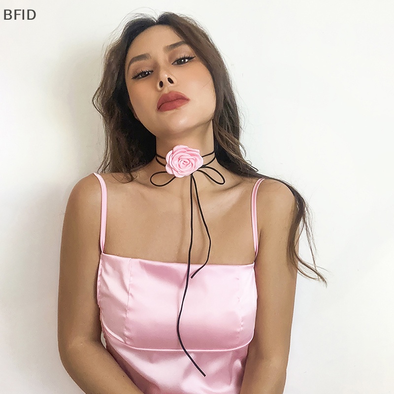 [BFID] 1pc Kalung Choker Bunga Mawar Untuk Wanita Rantai Tali Simpul Ikatan Simpul Adjustable [ID]