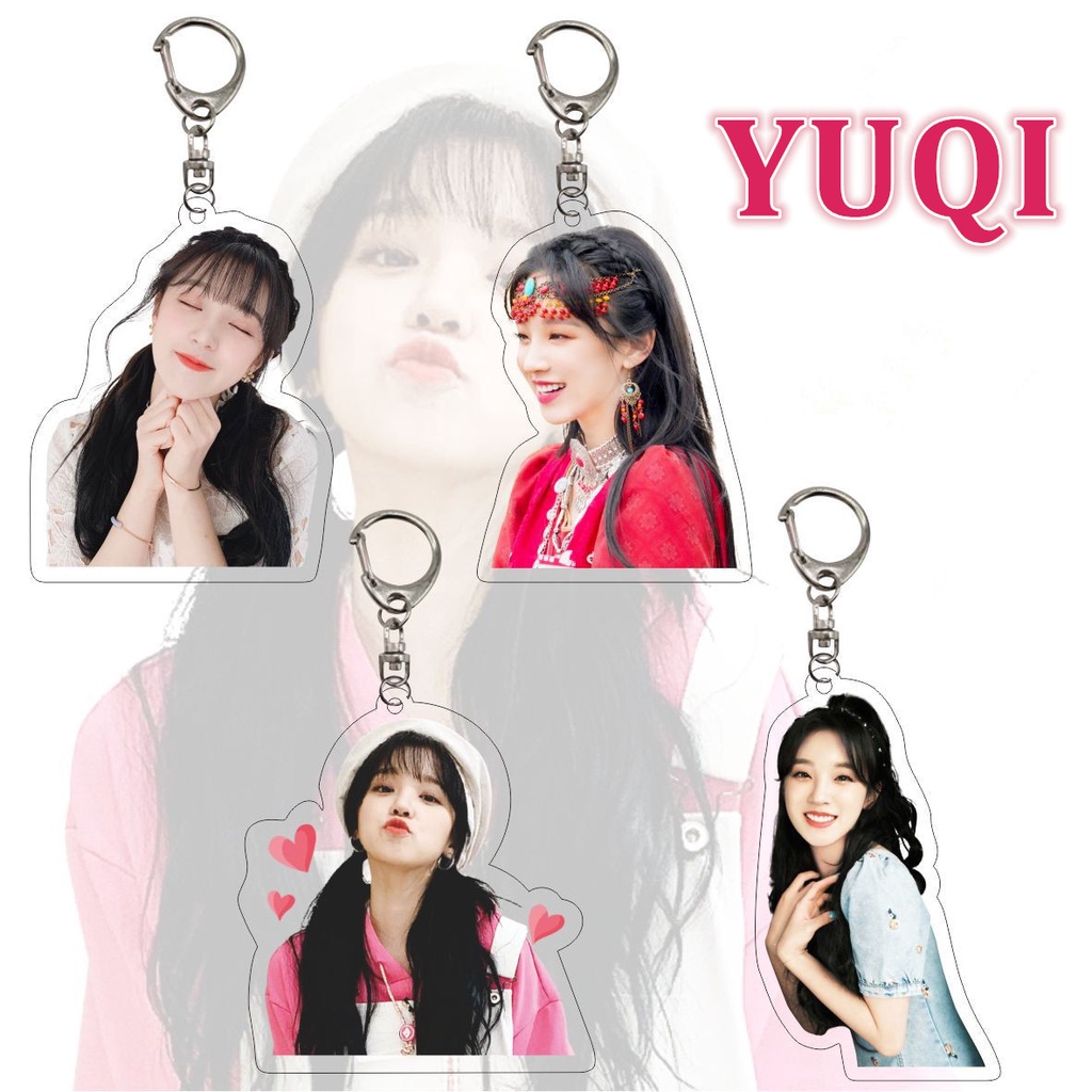 1pc IU YUQI SHUHUA (G)I-DLE Gantungan Kunci Akrilik GIDLE Key Ring Hanging Up