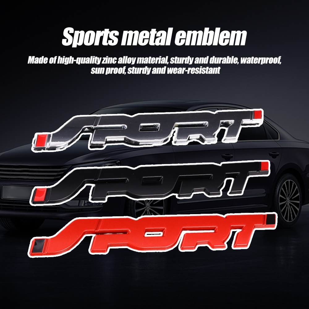 Emblem Logo 3D Metal SPORT/Stiker Hias Mobil Universal/Lencana Logo Team Racing Berperekat/Aksesoris Eksterior Mobil/Aksesoris Styling Kepribadian Motor/