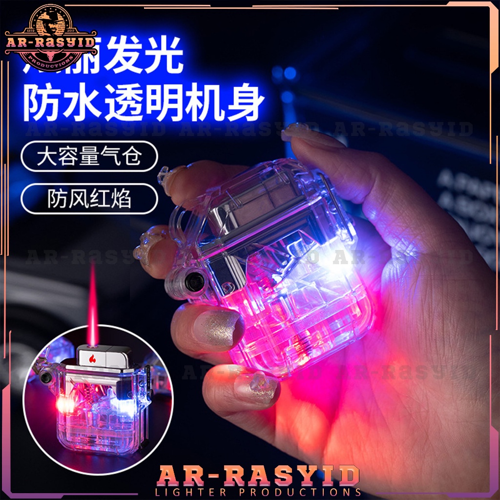 TERBARU! Korek Api Bara Gas LED Waterproof Transparent ZB-039