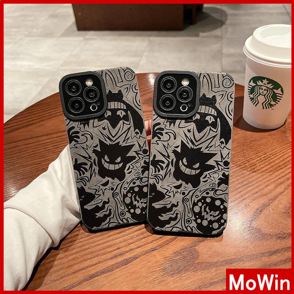Case iPhone 14 Pro Max iPhone Case Kulit Pupil Patch Suede Tahan Guncangan Kamera Kartun Anime Wajah Hantu Kompatibel dengan iPhone 13 Pro max 12 Pro Max 11 xr xs max 7Plus 8Plus