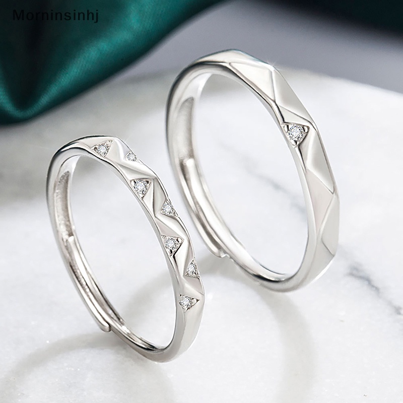 Mornin Cincin Tertanam Berlian Warna Silver Geometris Tidak Teratur Pembukaan Adjustable Finger Rings Untuk Pasangan Pecinta Perhiasan id