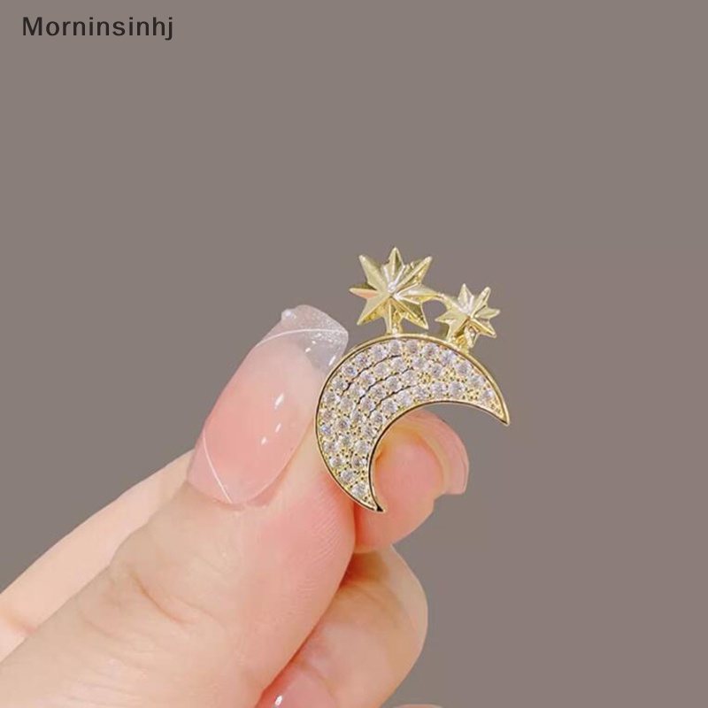 Mornin Bros Bulan Berlian Imitasi Elegan Baru Untuk Wanita Bintang Sabit Lapel Pin Korea Fashion Perhiasan Aksesoris Pakaian id