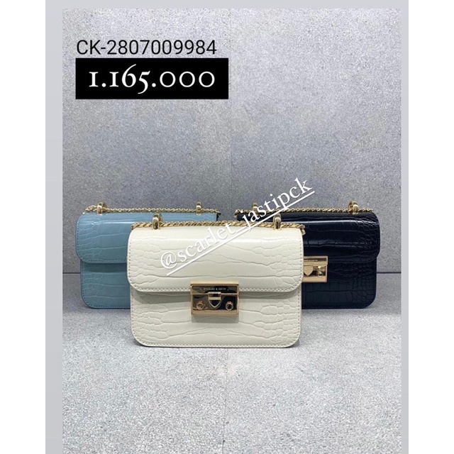 (Jastip) Tas CK Selempang Croc-Effect Chain Strap (100% original store)-9984 (CK2-80700998-4) Brande