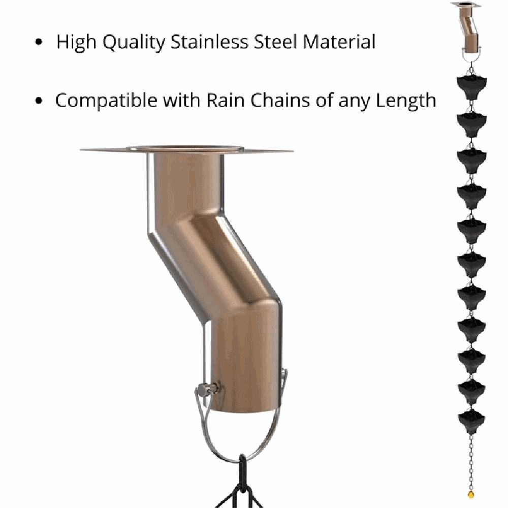 Populer Rantai Hujan Adaptor Aksesoris Stainless Steel Talang Drain Downspout Outlet Untuk Taman