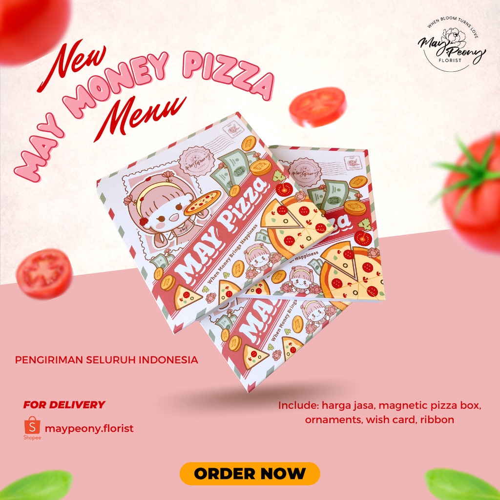 MAY MONEY PIZZA PECAHAN BESAR - BUKET UANG BUKET BUNGA MONEY PIZZA BOX BUNGA BOX UANG BUKET BUNGA UA