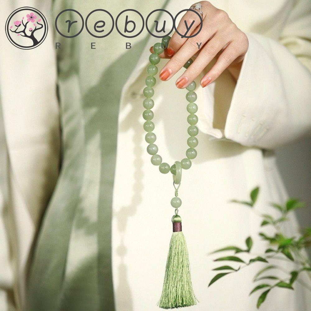 REBUY Rebuy Wanita Pria Gelang Antik Tren Meditasi Bungkus Jari Hadiah Besar Manik-Manik Buddha