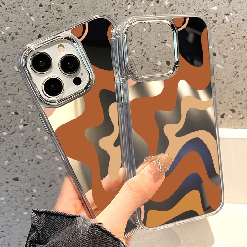 IPHONE Casing Ponsel Cermin Kompatibel Untuk Iphone11 12 13 14 12Pro 13Pro 14Pro Pro Max XR X XS Max Electroplating Tombol Perlindungan Mirror Cover