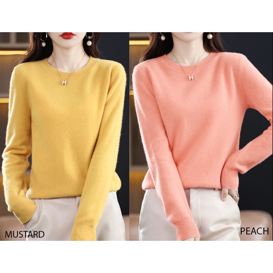 (B191) O NECK KNIT SWEATER / ATASAN RAJUT WANITA