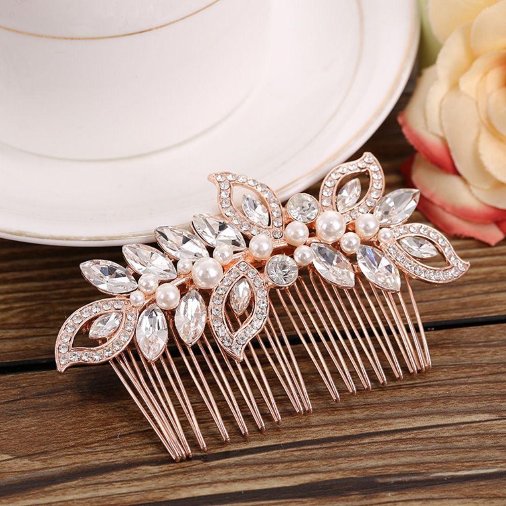 Lily Bridal Jepit Rambut, Perhiasan Rambut Pernikahan Sisir Rambut Pernikahan, Fashion Berlian Imitasi Sisir Mutiara Sisir Tiara Kristal Untuk Pengantin