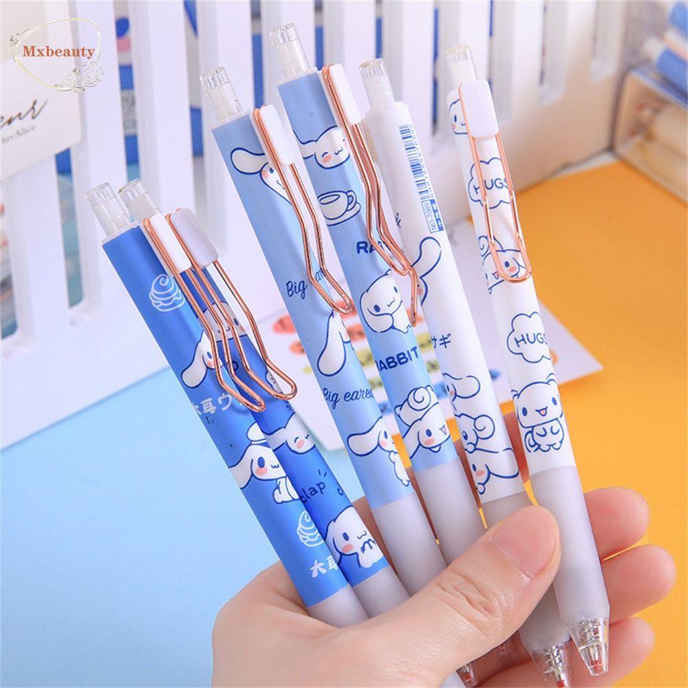 MXBEAUTY Gel Pen Kawaii Stationery Signature Pen Kait Logam Anjing Bertelinga Besar Cinnamoroll Pena Netral