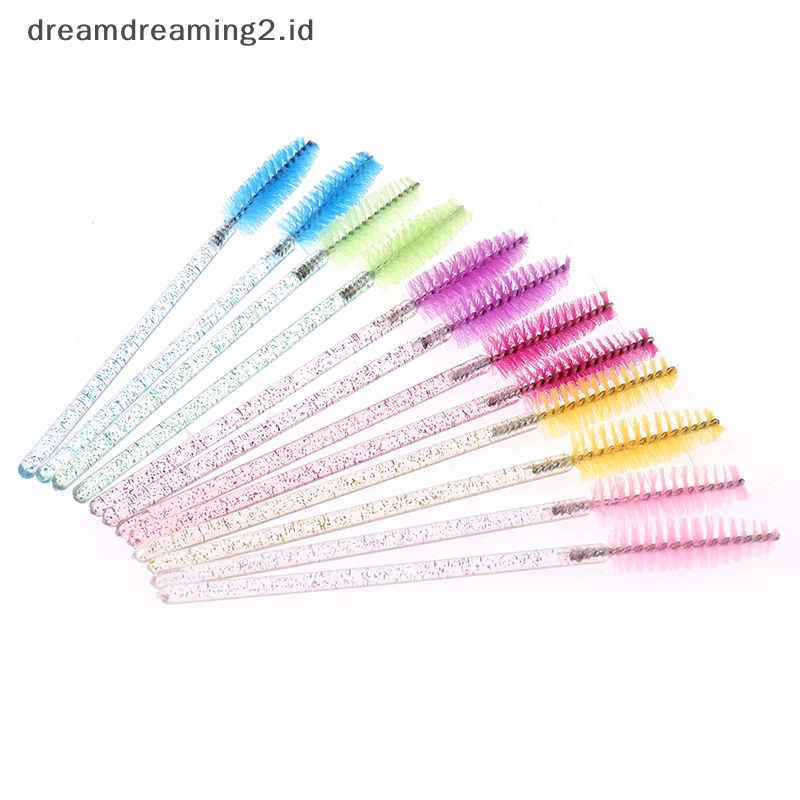 (drea) 50pcs Sikat Bulu Mata Sekali Pakai Dengan Batang Kristal Sisir Alis makeup brush //