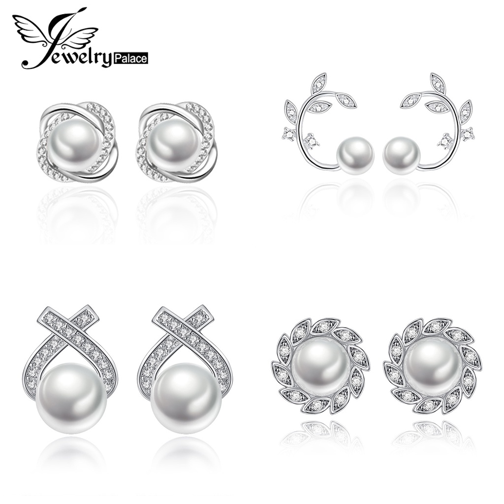 Jewelrypalace Anting Perak Asli Fashion Wanita Mutiara Stud Perhiasan928 Rumbai M034