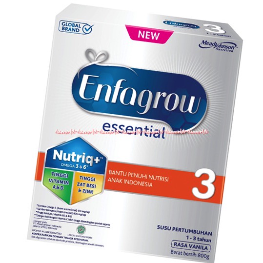 Enfagrow Essential 3 Nutriq+ 800gr Vanilla Omega Susu Pertumbuhan 1-3tahun Enfa Grow Susu Rasa Vanila 3Plus 800 gram