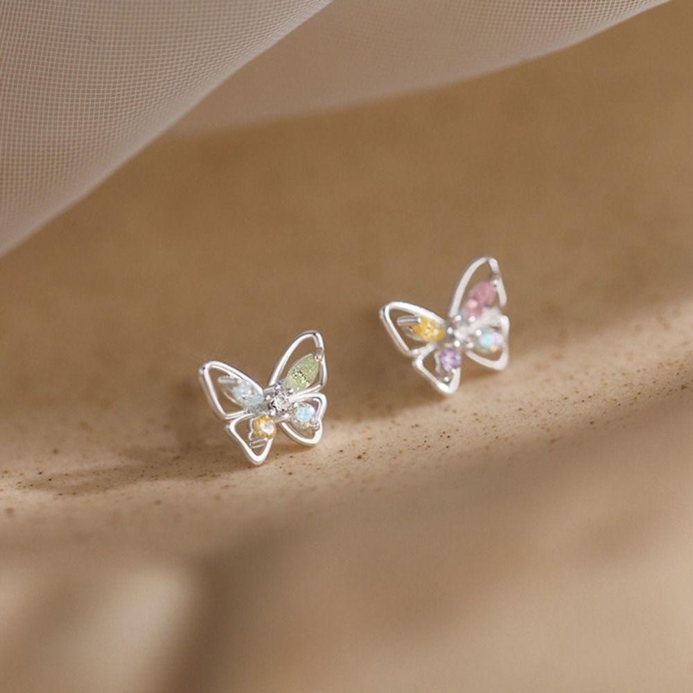 Lily 2Pcs Butterfly Crystal Earrings, 2Pcs Butterfly Earrings, Fashion Ears Stud Giwang Telinga Berlian Untuk Perempuan