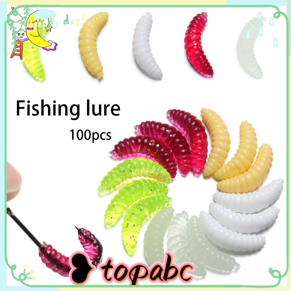 TOP 100pcs Worm Maggot Simulasi Lembut Jig Kepala Bau Cacing Umpan Maggot Gru