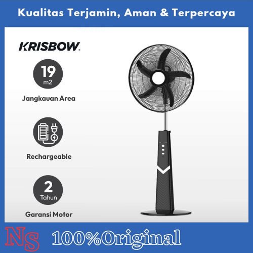 Krisbow 18 Inci Kipas Angin Berdiri Rechargeable/ Kipas Angin