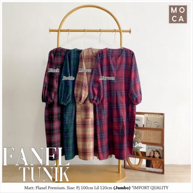 FANEL TUNIK Jumbo ORI MOCA | Ld120 Flanel Premium