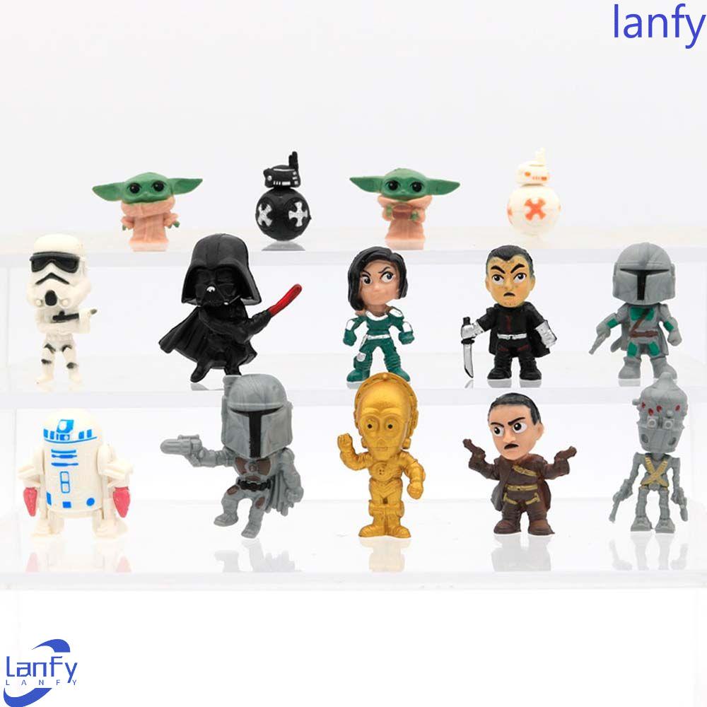 LANFY Star Wars Action Figure Miniatur Patung Anime Dekorasi Model Figuals Model Mainan Aksesoris Interior Mobil BB8 BB9E Hiasan Interior Mobil