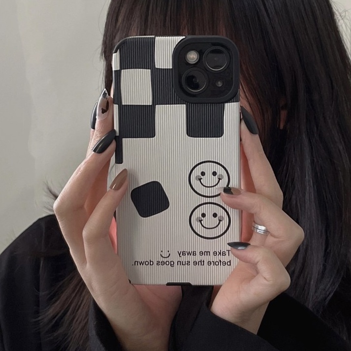 Samsung Leather Softcase Galaxy A21S A12 A32 A01 A03S A11 A12 A20S A50S A30S A51 A71 A52S A53 A73 S20 S10 FE Plus S21 S22 Ultra Fashion Ins White Smile Black