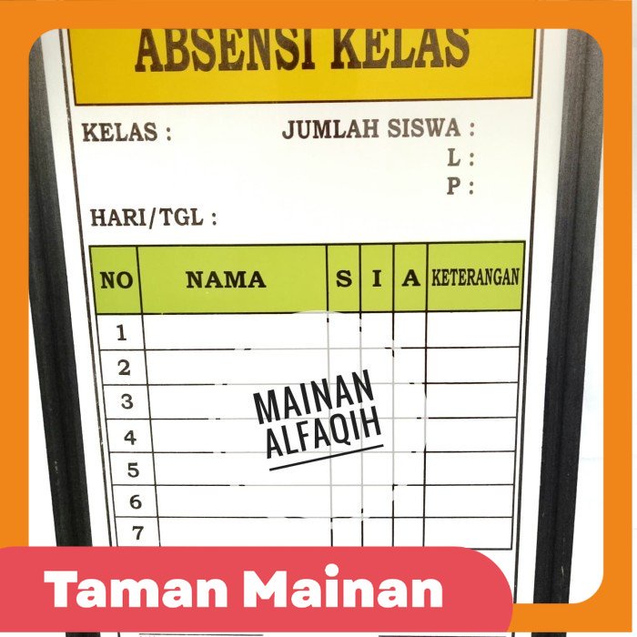 Papan Absensi Siswa- Administrasi Kelas