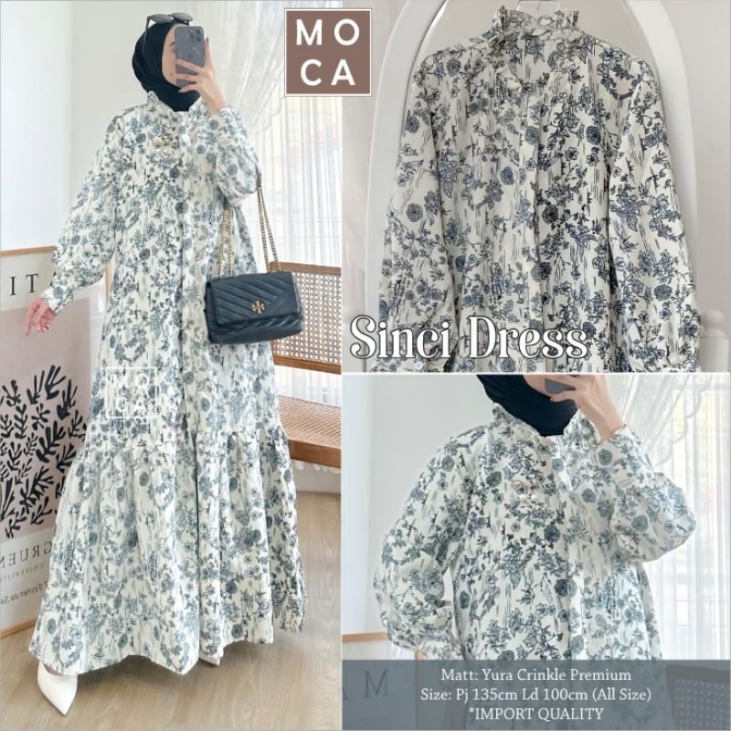 SINCI DRESS ORI MOCA | Ld100 Yura Crinkle Premium