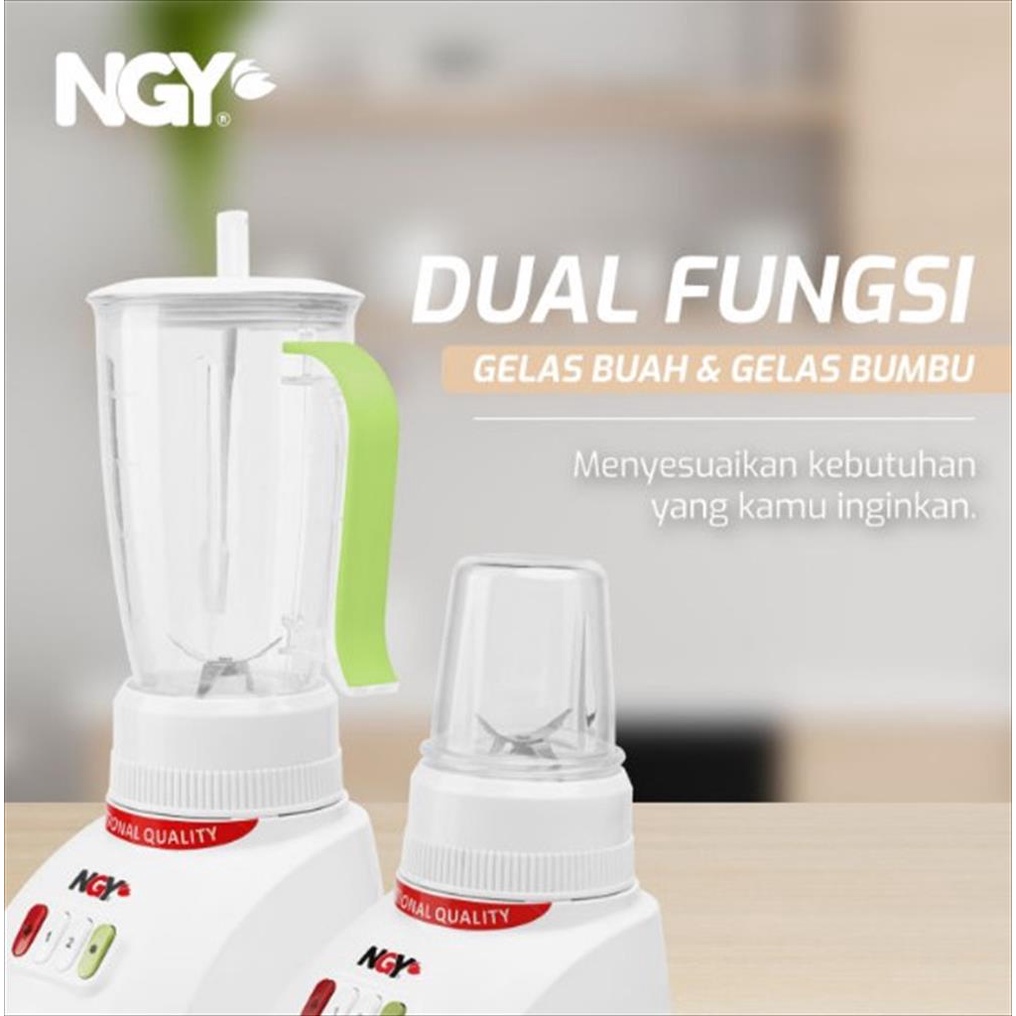 NAGOYA Blender National Plastik 2 In 1 NGY-T18GN 1 Liter - 6 Mata Pisau Stainless