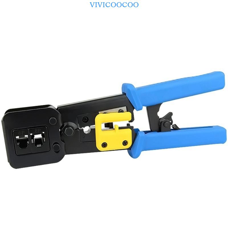 Vivi RJ45 Crimp Tool Pass Through Cat5 Cat5e Cat6 Crimper Cutter Stripper Untuk RJ45