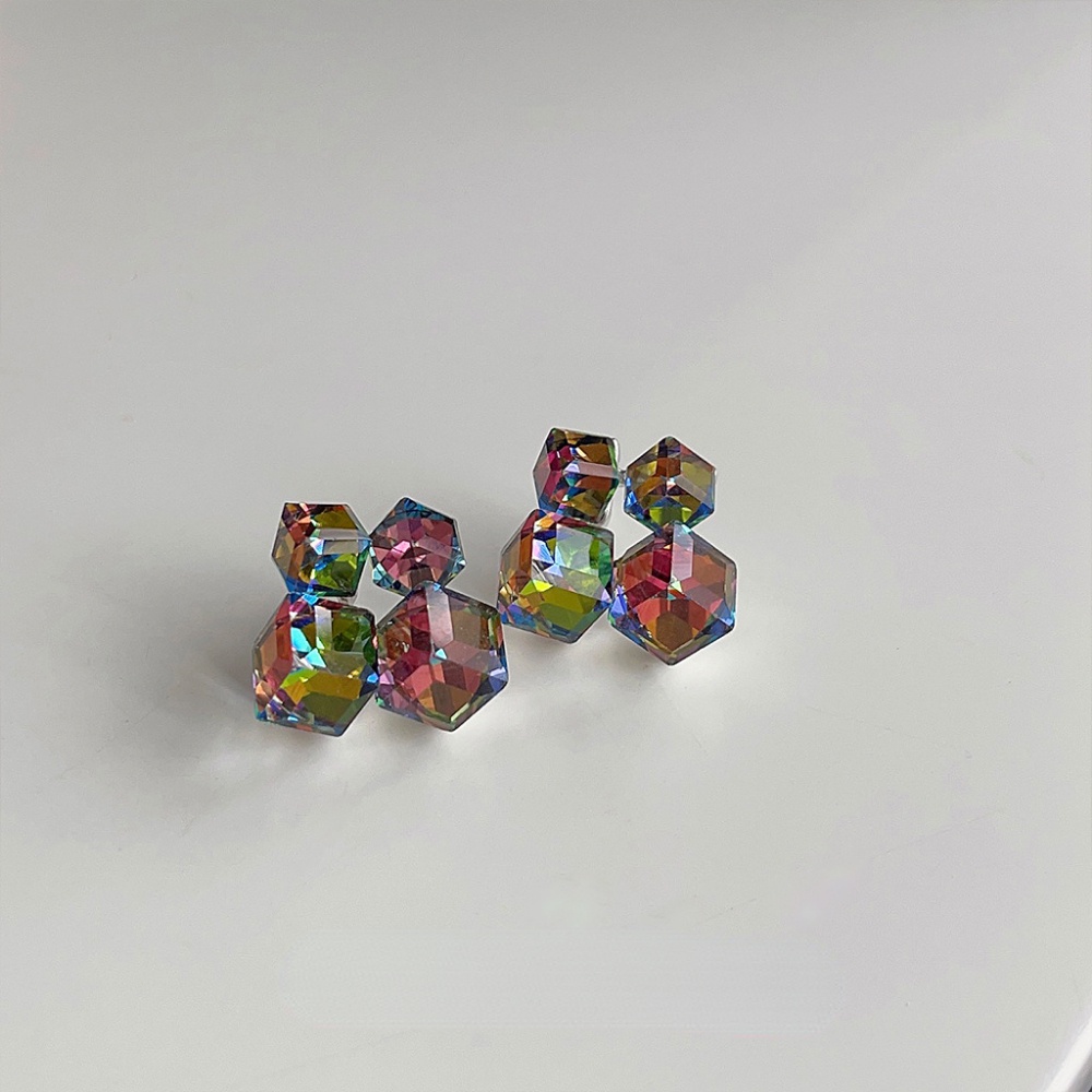 Deartiara Colorful Sugar Glass Crystal Solid Geometri Anting Ringan Mewah Premium Anting Giwang