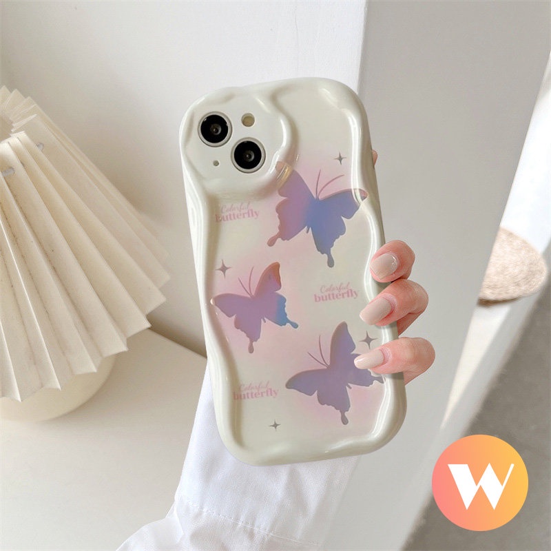 Untuk Realme C25 C3 6i 5i 5s 9i 57i C25s C12 C33 C11 C21 C17 C3 C20 C1 C20A C30 C25Y C15 C31 C55 C21Y C35 3D Wavy Curved Edge INS Glitter Fantasy Retro Wonderful Butterfly Case