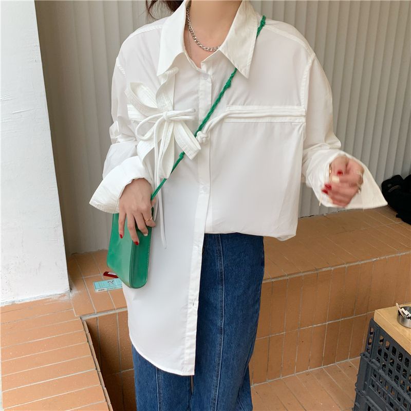 Kemeja Wanita Import Lengan Panjang Oversize Casual Korean Blouse