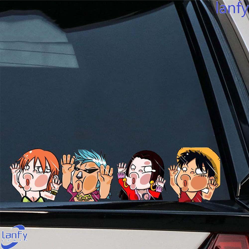 LANFY Stiker Mobil Universal Lucu Luffy Game DIY Kartun Mengintip Aksesoris Styling Mobil