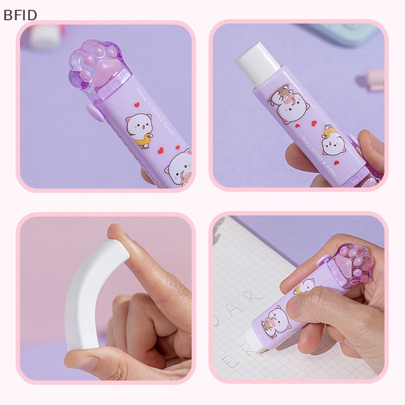 [BFID] Kawaii Desain Push-pull Cat Paw Shaped Cute Erasers Retractable Portable Rubber Eraser Untuk Anak Sekolah Perlengkapan Kantor Hadiah Alat Tulis [ID]