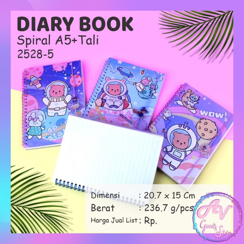 

Notebook Spiral + Tali A5 Karakter 2528 / Diary Ring + Tali A5 Fancy 80lbr