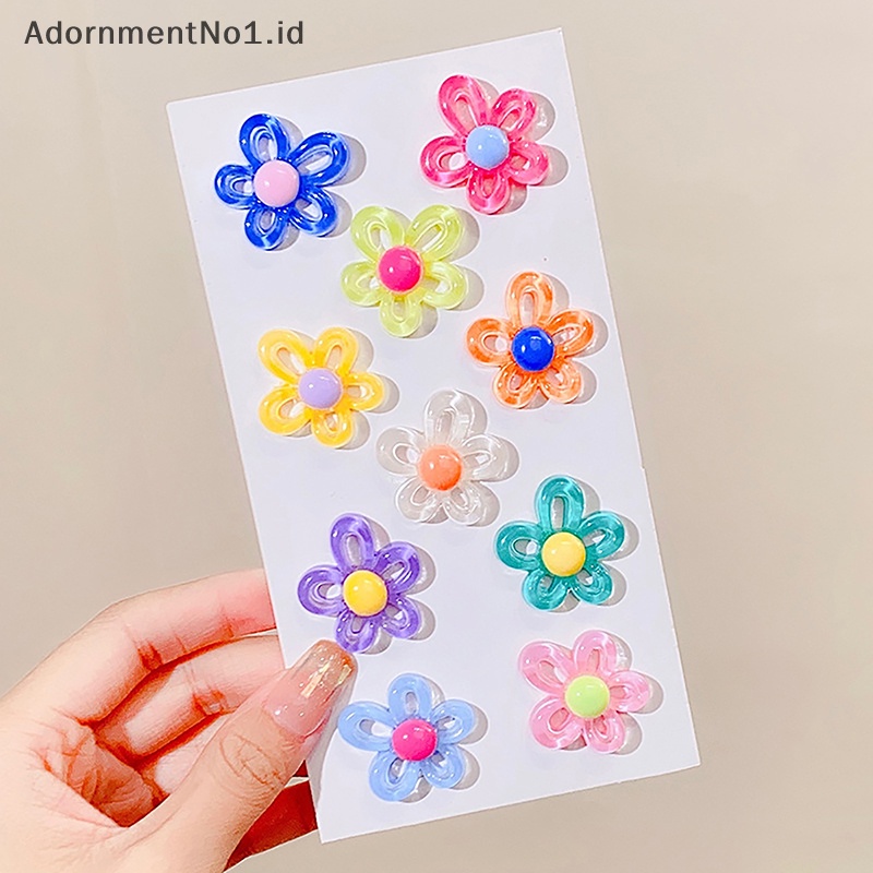 [AdornmentNo1] 10pcs Colorful transparan Hollow bunga Resin aksesoris Kawaii DIY Scrapbooking dekor Phone Case kotak penyimpanan bahan Patch