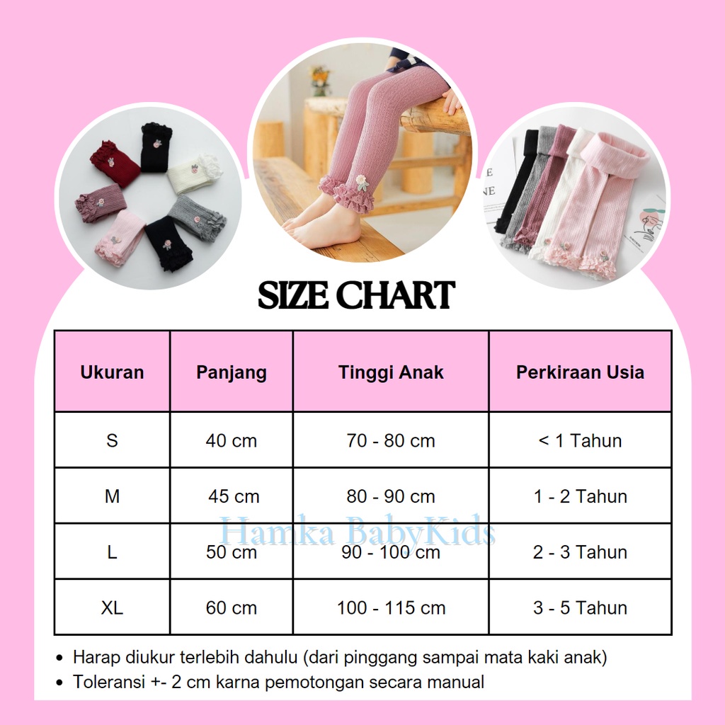 Celana Legging Anak Perempuan 0 - 5 Tahun Rajut Import Tebal Ruffle Bunga Leging Lejing Anak Bayi Anak Perempuan Cewek Premium