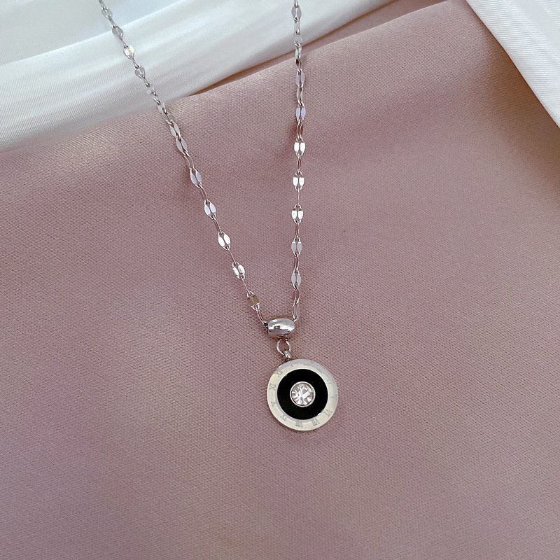 Kalung bulat zircon  titanium stainless steel 316L import anti karat harga grosir bisa cod