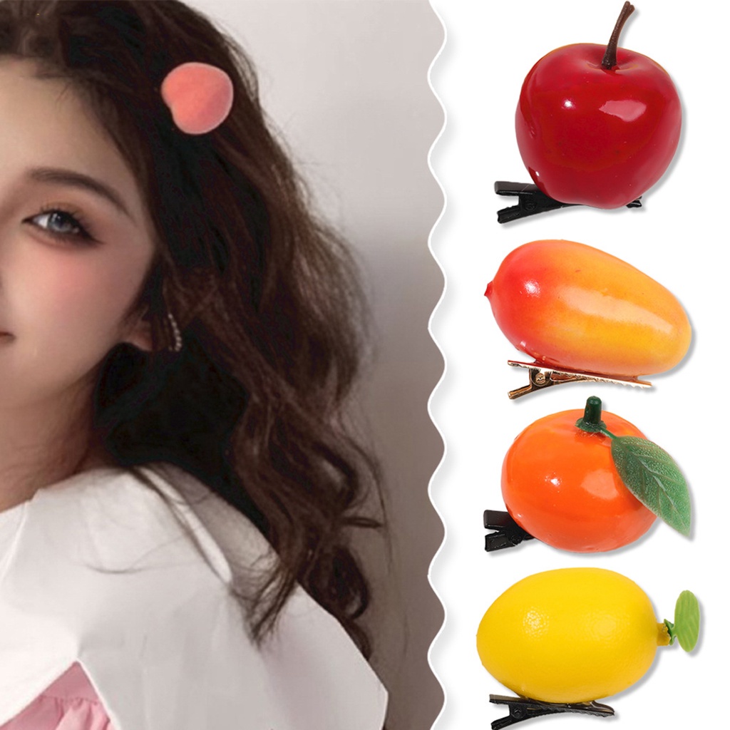 1pc Jepit Rambut Simulasi Buah Gadis Korea Manis Dan Lucu Strawberry/Banana /Cherry /Lemon Jepit Rambut Aksesoris Lucu