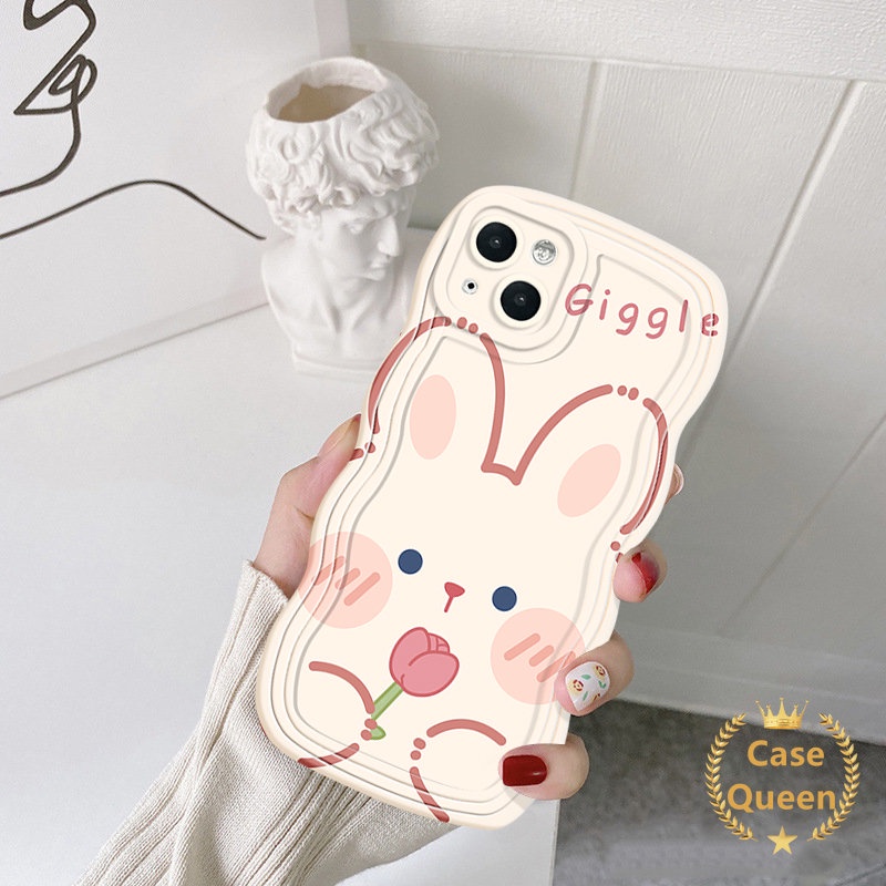 Case Tepi Bergelombang Motif Beruang Kelinci Kartun Lucu Untuk Realme C53 C55 C30 C25 C33 C25Y C12 C15 C25s C35 C20 C21Y C11 C3 C20A 5i 5S 6i 5 9i 20 30A Lembut Pasangan Cover