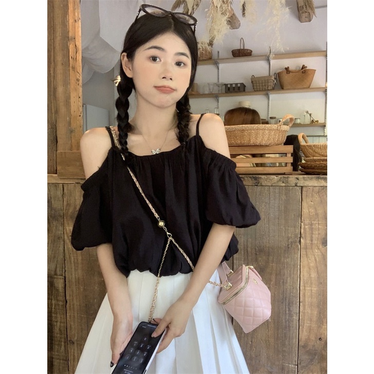 Atasan Wanita Polo Puff Lengan Pendek Tank Korean Blouse