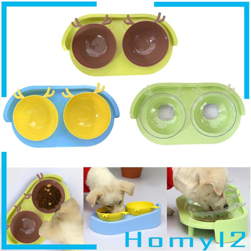 [HOMYL2] Mangkuk Kucing Ganda Untuk Makanan Dan Air Elevated Tilted Food Container Dog Bowls