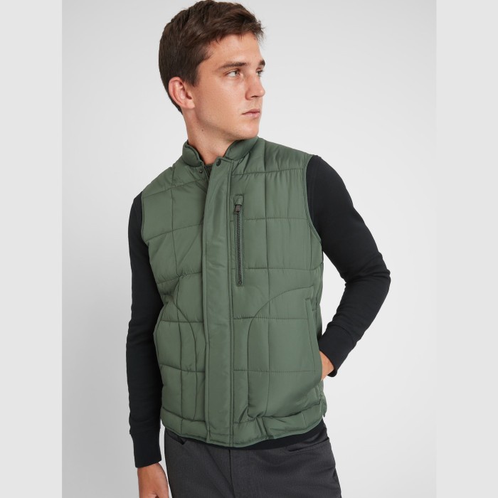 Banana Republic Water Resistant Quilted Puffer Vest Original Rompi - Olive, M