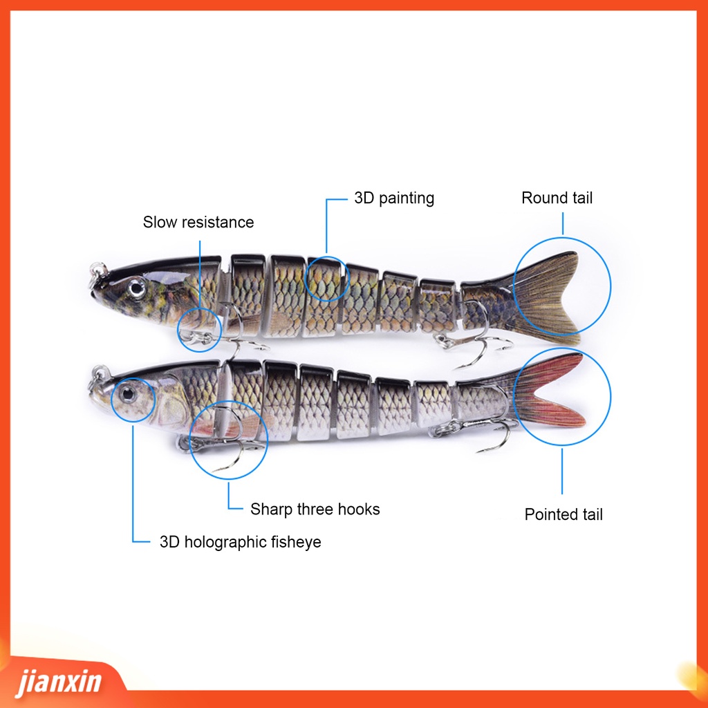 (In Stock) 14cm 27g Ekor Runcing Buatan Multi Jointed 8segments Fishing Lure Dengan Pengait