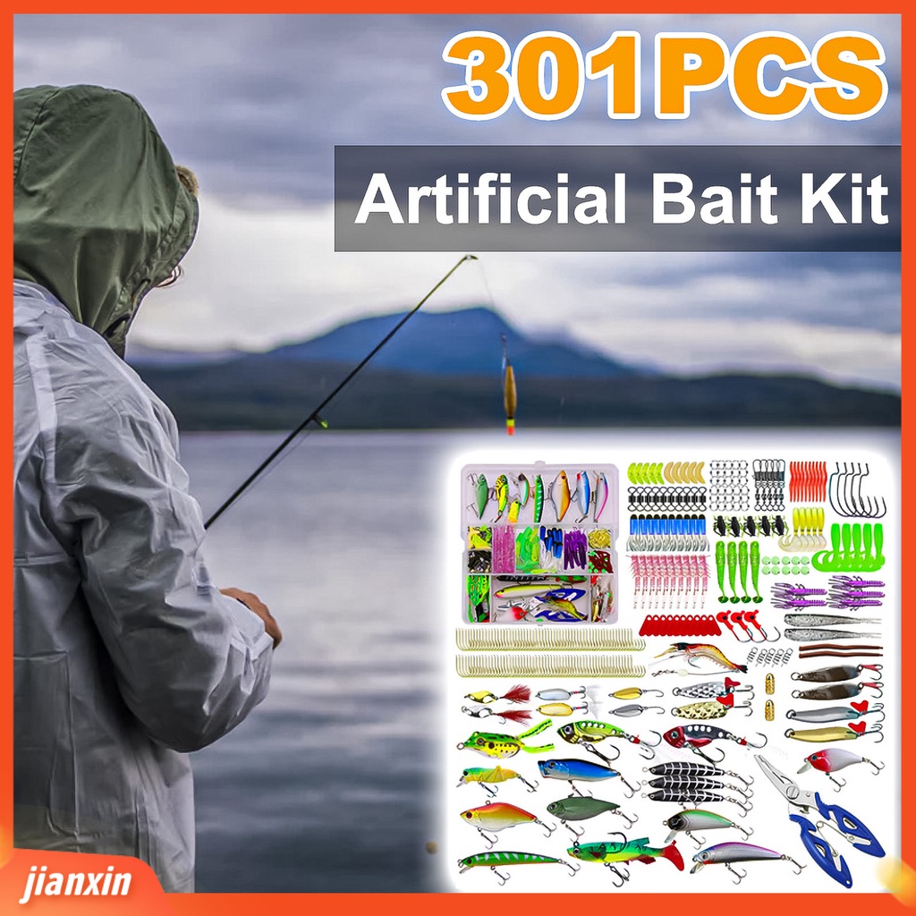 (In Stock) 301Pcs /Set Buatan Umpan Kit Bionic Palsu Lure Dengan Kait Tajam Kotak Penyimpanan Outdoor Fishing Tackle Gear