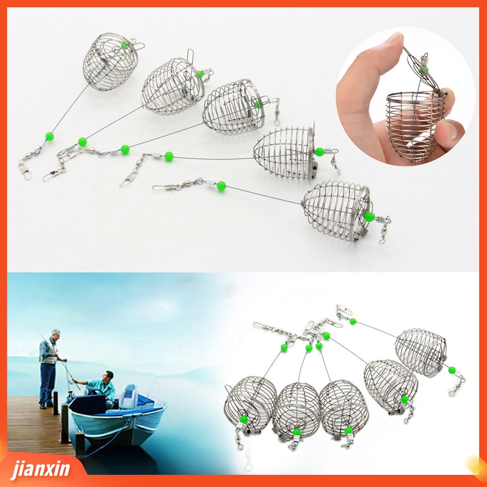 (In Stock) 5Pcs Keranjang Tempat Pancing Bahan Stainless Steel Fish Lure Cage Trap Umpan Feeder